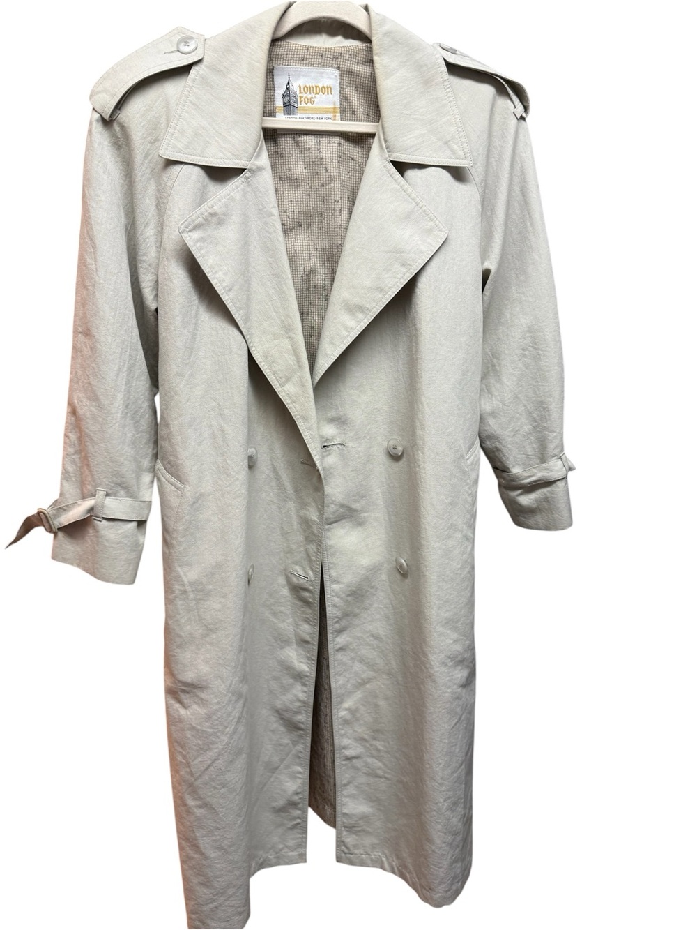 London Fog Stone Beige Double-Breasted Trench Coat 8P